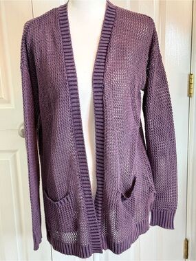 MUDD Vintage Y2K Open Knit Cardigan Sweater Purple Size L Excellent Condition